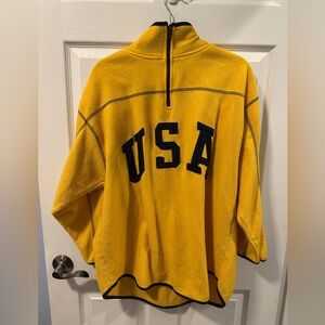 Vintage Sport Venezia USA Fleece Pullover Yellow Navy Trim Half Zip Men’s XL